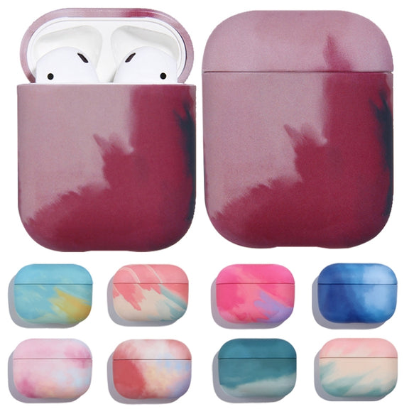For AirPods 1 / 2 Ink Painting Water Sticker PC Earphone Case(Navy Blue)