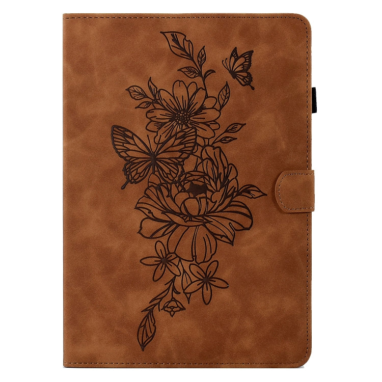 For 7 inch Tablets Peony Butterfly Embossed Leather Tablet Case(Brown)