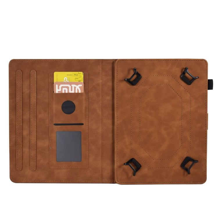 For 7 inch Tablets Peony Butterfly Embossed Leather Tablet Case(Brown)