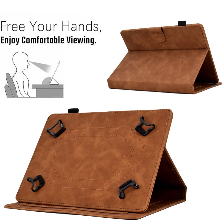 For 7 inch Tablets Peony Butterfly Embossed Leather Tablet Case(Brown)