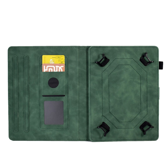 For 7 inch Tablets Peony Butterfly Embossed Leather Tablet Case(Green)