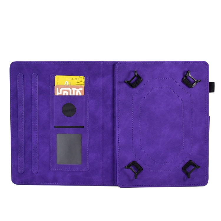 For 7 inch Tablets Peony Butterfly Embossed Leather Tablet Case(Purple)