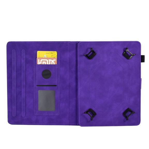 For 7 inch Tablets Peony Butterfly Embossed Leather Tablet Case(Purple)