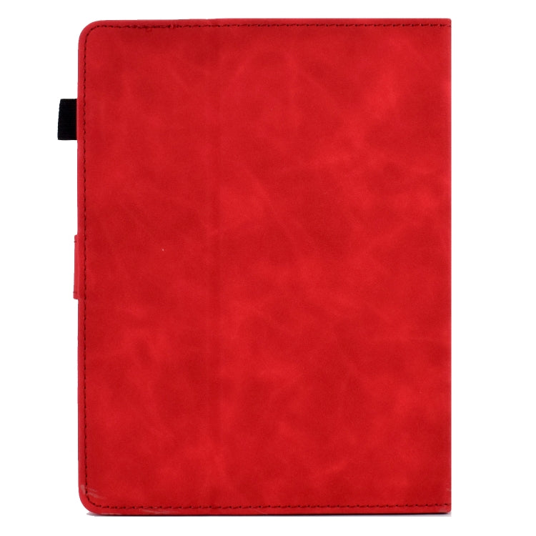 For 8 inch Tablets Peony Butterfly Embossed Leather Tablet Case(Red)