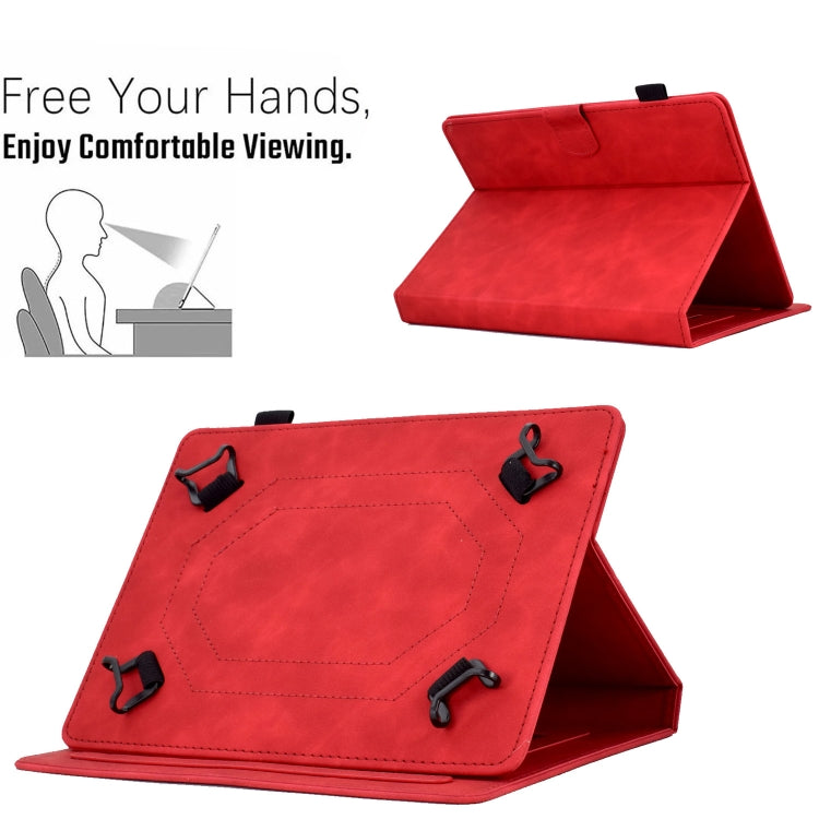 For 8 inch Tablets Peony Butterfly Embossed Leather Tablet Case(Red)