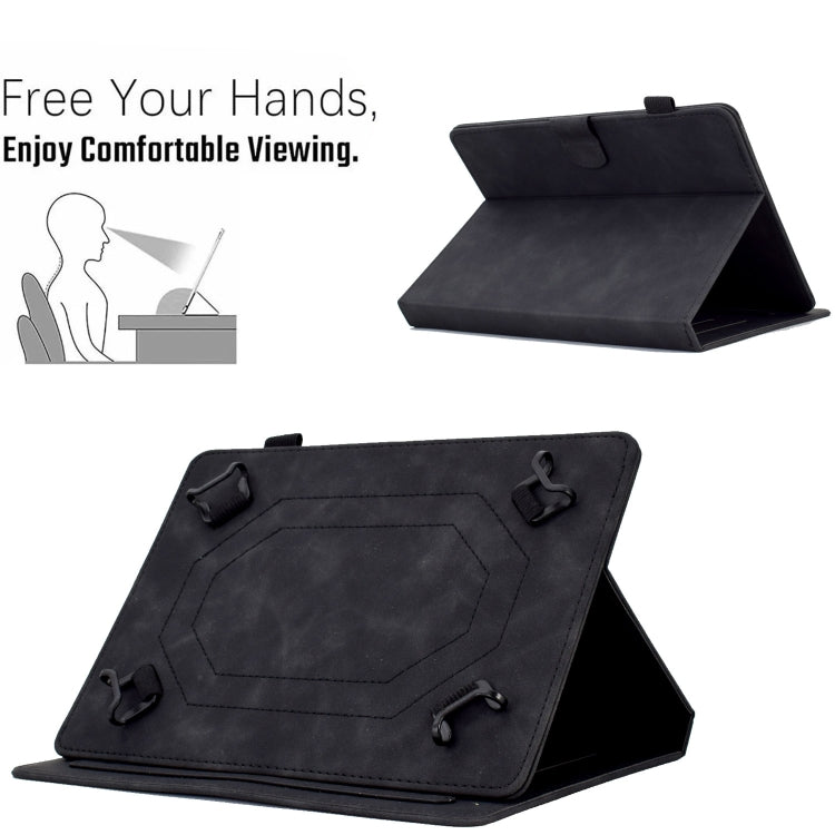 For 8 inch Tablets Peony Butterfly Embossed Leather Tablet Case(Black)