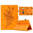 For 8 inch Tablets Peony Butterfly Embossed Leather Tablet Case(Khaki) - 8 inch by PMC TechLife | Online Shopping South Africa | PMC TechLife | Buy Now Pay Later Mobicred