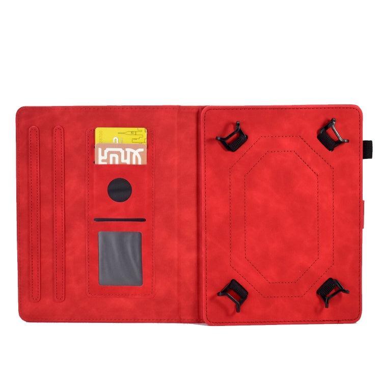 For 10 inch Tablets Peony Butterfly Embossed Leather Tablet Case(Red)