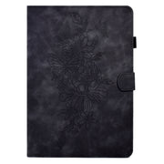 For Amazon Kindle 11th 2024 / 2022 Peony Butterfly Embossed Leather Smart Tablet Case(Black)
