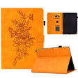 For Amazon Kindle Fire HD10 2021 Peony Butterfly Embossed Leather Smart Tablet Case(Khaki) - Amazon by PMC TechLife | Online Shopping South Africa | PMC TechLife | Buy Now Pay Later Mobicred