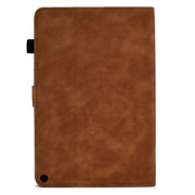 For Amazon Kindle Fire HD8 2022 Peony Butterfly Embossed Leather Smart Tablet Case(Brown)