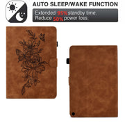 For Amazon Kindle Fire HD8 2022 Peony Butterfly Embossed Leather Smart Tablet Case(Brown)