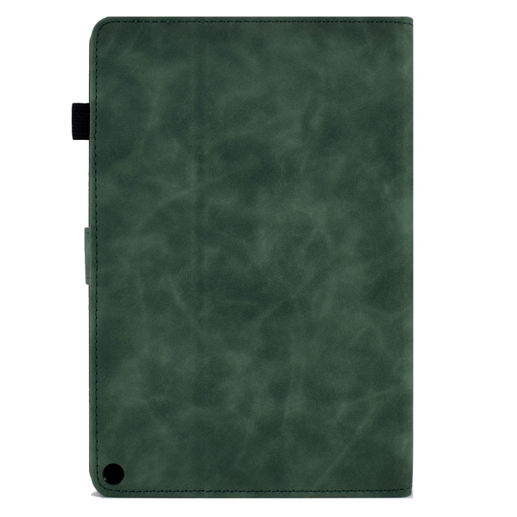 For Amazon Kindle Fire HD8 2022 Peony Butterfly Embossed Leather Smart Tablet Case(Green)