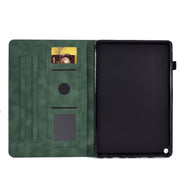 For Amazon Kindle Fire HD8 2022 Peony Butterfly Embossed Leather Smart Tablet Case(Green)