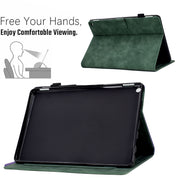 For Amazon Kindle Fire HD8 2022 Peony Butterfly Embossed Leather Smart Tablet Case(Green)