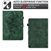 For Amazon Kindle Fire HD8 2022 Peony Butterfly Embossed Leather Smart Tablet Case(Green)