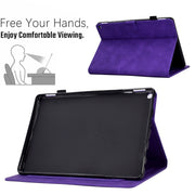 For Amazon Kindle Fire HD8 2022 Peony Butterfly Embossed Leather Smart Tablet Case(Purple)