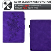 For Amazon Kindle Fire HD8 2022 Peony Butterfly Embossed Leather Smart Tablet Case(Purple)