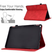 For Amazon Kindle Fire HD8 2020 Peony Butterfly Embossed Leather Smart Tablet Case(Red)