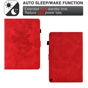 For Amazon Kindle Fire HD8 2020 Peony Butterfly Embossed Leather Smart Tablet Case(Red)