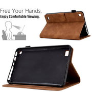 For Amazon Kindle Fire 7 2019/2017/2015 Peony Butterfly Embossed Leather Smart Tablet Case(Brown)