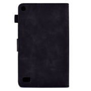 For Amazon Kindle Fire 7 2019/2017/2015 Peony Butterfly Embossed Leather Smart Tablet Case(Black)