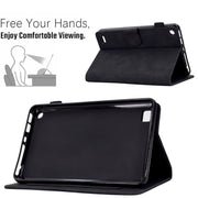 For Amazon Kindle Fire 7 2019/2017/2015 Peony Butterfly Embossed Leather Smart Tablet Case(Black)