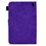 For Amazon Kindle Fire 7 2022 Peony Butterfly Embossed Leather Smart Tablet Case(Purple)