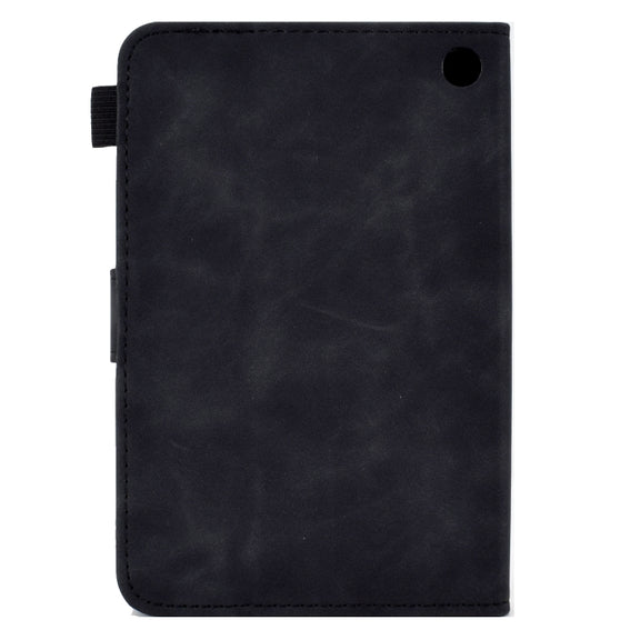 For Amazon Kindle Fire 7 2022 Peony Butterfly Embossed Leather Smart Tablet Case(Black)
