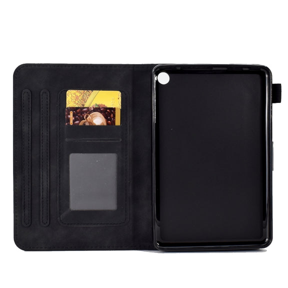 For Amazon Kindle Fire 7 2022 Peony Butterfly Embossed Leather Smart Tablet Case(Black)