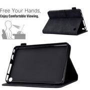 For Amazon Kindle Fire 7 2022 Peony Butterfly Embossed Leather Smart Tablet Case(Black)