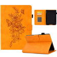 For Amazon Kindle Paperwhite 4/3/2/1 Peony Butterfly Embossed Leather Smart Tablet Case(Khaki) - Amazon by PMC TechLife | Online Shopping South Africa | PMC TechLife | Buy Now Pay Later Mobicred