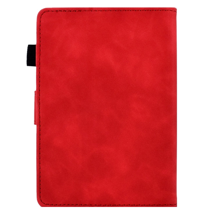 For Amazon Kindle Paperwhite 5 Peony Butterfly Embossed Leather Smart Tablet Case(Red)