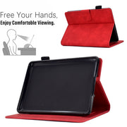 For Amazon Kindle Paperwhite 5 Peony Butterfly Embossed Leather Smart Tablet Case(Red)