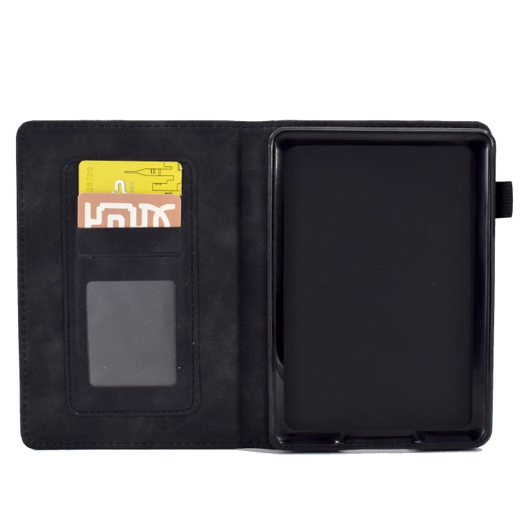 For Amazon Kindle Paperwhite 5 Peony Butterfly Embossed Leather Smart Tablet Case(Black)