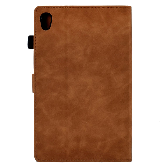 For Lenovo Tab M10 Gen 2 Peony Butterfly Embossed Leather Smart Tablet Case(Brown)