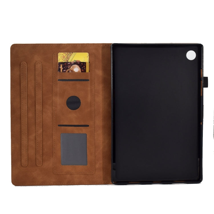 For Lenovo Tab M10 Plus Peony Butterfly Embossed Leather Smart Tablet Case(Brown)