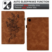 For Lenovo Tab M10 Plus Peony Butterfly Embossed Leather Smart Tablet Case(Brown)