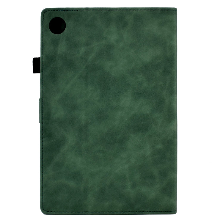 For Lenovo Tab M10 Plus Peony Butterfly Embossed Leather Smart Tablet Case(Green)