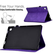 For Lenovo Tab M10 Plus Peony Butterfly Embossed Leather Smart Tablet Case(Purple)