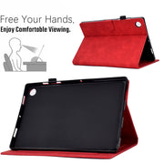 For Lenovo Tab M10 Plus Peony Butterfly Embossed Leather Smart Tablet Case(Red)