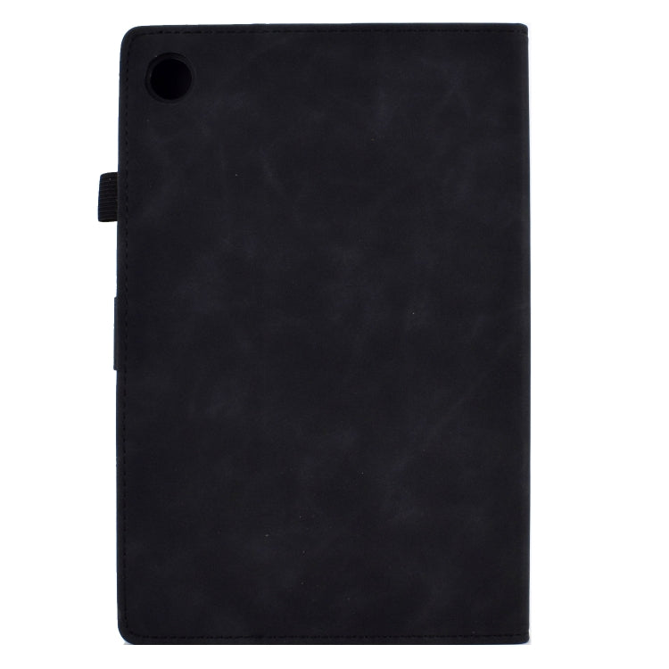 For Lenovo Tab M10 Plus Peony Butterfly Embossed Leather Smart Tablet Case(Black)