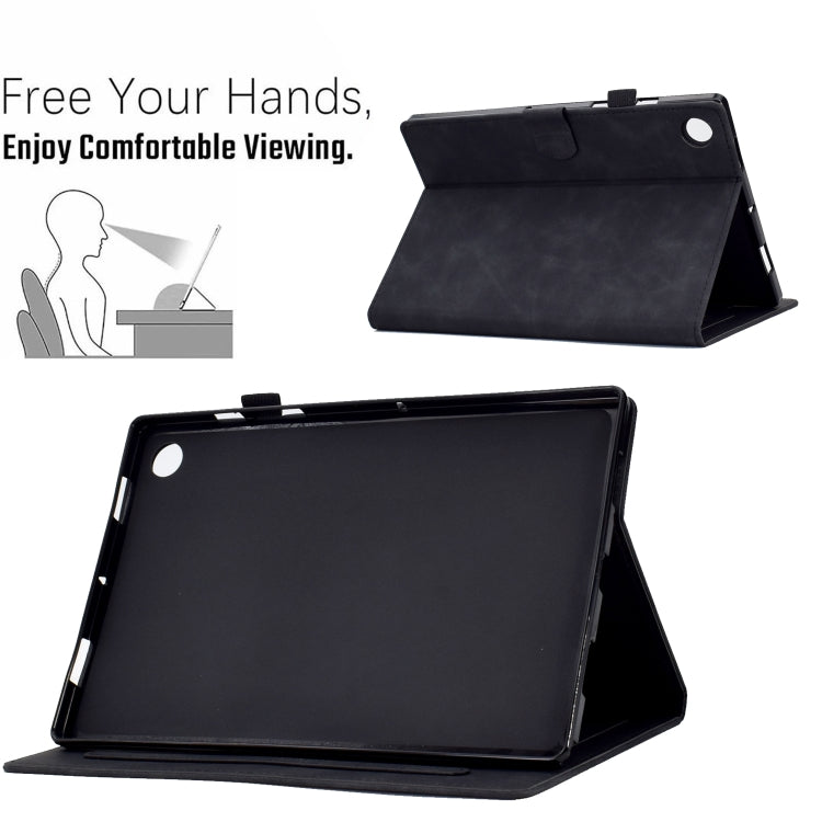 For Lenovo Tab M10 Plus Peony Butterfly Embossed Leather Smart Tablet Case(Black)
