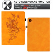 For Lenovo Tab M10 Plus 3rd Gen Peony Butterfly Embossed Leather Smart Tablet Case(Khaki)