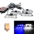4 in 1 Car 12LEDs Grille Flash Lights Warning Lights with Wireless Remote Control, Color:Blue White - free shipping - PMC TechLife - Order now!