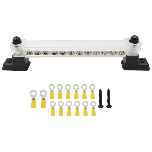 CP-3051 150A 12-48V RV Yacht 12-way Busbar with 14pcs Terminals(Black)