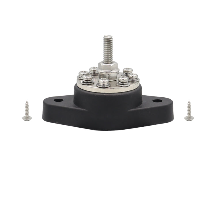 1/4 inch M6 RV Yacht 8-way Terminal Stud with 2 M5x20 Screws(Black)