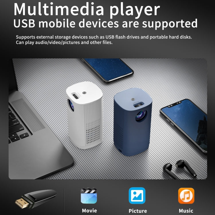 T1 480x360 800 Lumens Portable Mini LED Projector, Specification:UK Plug(Blue)