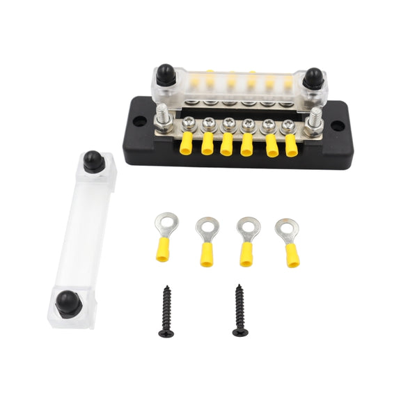CP-3114 1 Pair 150A 12-48V RV Yacht Double-row 6-way Busbar with 32pcs Terminals