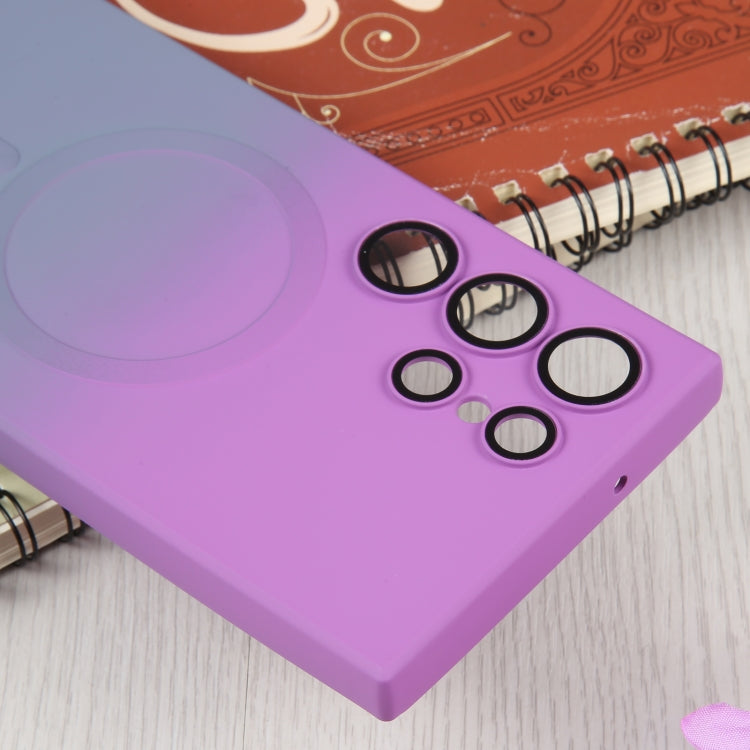For Samsung Galaxy S22 Ultra 5G Liquid TPU Silicone Gradient MagSafe Phone Case(Purple Grey)